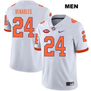 #24 Tyler Venables Clemson University White Men Jersey Stitched College Football 335006-861