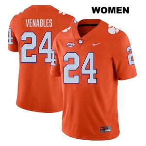 #24 Tyler Venables CLEM Orange Women Jersey Stitched College Football 547428-839