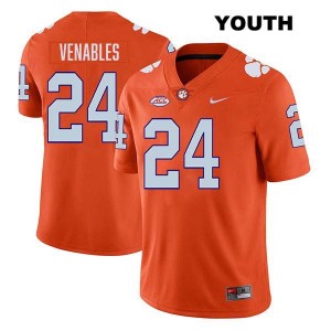 #24 Tyler Venables Clemson Orange Youth Jersey Stitched College Football 353358-694