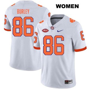 #86 Vic Burley CLEM White Women's Jersey Stitched College Football 499537-262
