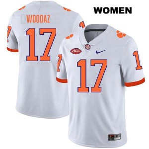 #17 Wade Woodaz Tigers White Womens Jersey Stitched College Football 364581-637