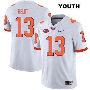 #13 Will Heldt Clemson White Youth Jersey Stitched College Football 696587-701
