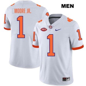 #1 T.J. Moore Tigers White Men Jersey Stitched College Football 664661-893