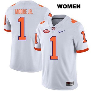 #1 T.J. Moore Clemson University White Women Jersey Stitched College Football 422099-966