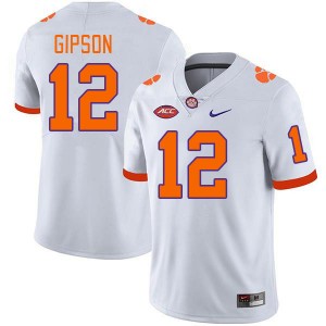 #12 Corian Gipson Clemson University White Men Jersey Limited College Football 842513-824