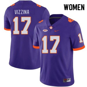 #17 Christopher Vizzina Clemson Purple Women Jersey Embroidery College Football 136478-559