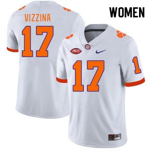 #17 Christopher Vizzina Clemson Tigers White Women Jersey Game College Football 661255-394