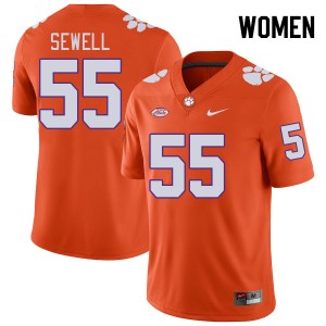 #55 Harris Sewell CLEM Orange Women Jersey High School College Football 860093-265