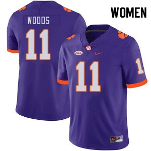 #11 Peter Woods CLEM Purple Women's Jersey Replica College Football 552130-647