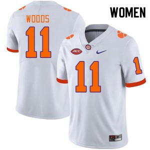 #11 Peter Woods Tigers White Women's Jersey Game College Football 570732-712
