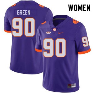 #90 Stephiylan Green Tigers Purple Women Jersey Replica College Football 854139-807