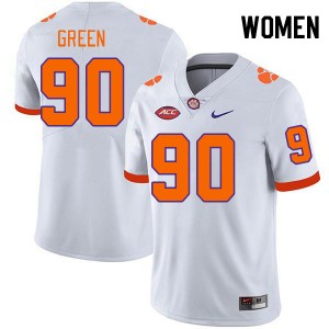 #90 Stephiylan Green Clemson White Women's Jersey Limited College Football 538520-327