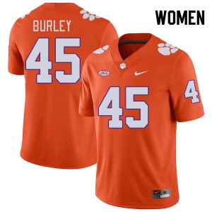 #45 Vic Burley CLEM Orange Womens Jersey Alumni College Football 491046-218