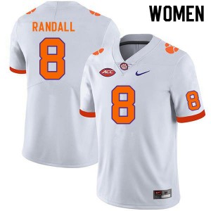 #8 Adam Randall Tigers White Womens Jersey Official College Football 283574-319