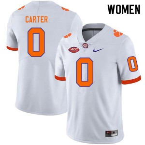#0 Barrett Carter CLEM White Womens Jersey Stitched College Football 315403-605