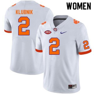 #2 Cade Klubnik Tigers White Women's Jersey Alumni College Football 876074-167