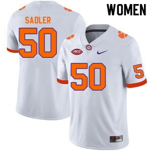 #50 Collin Sadler Tiger Town White Womens Jersey 2024-25 College Football 284659-317