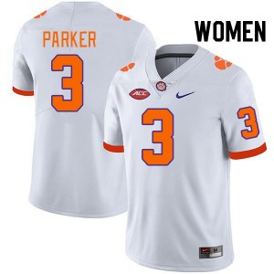 #3 T.J. Parker Clemson Tigers White Women Jersey University College Football 972148-420