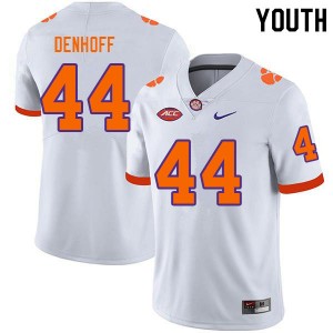 #44 Cade Denhoff Clemson Tigers White Youth Jersey Stitched College Football 520853-303
