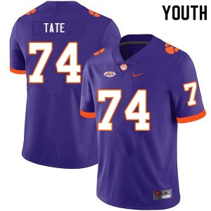 #74 Marcus Tate Clemson Tigers Purple Youth Jersey Official College Football 156580-262