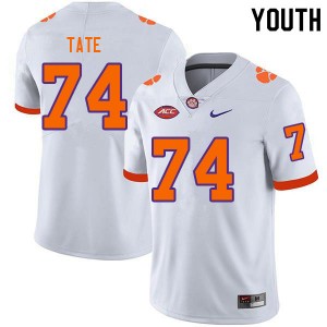 #74 Marcus Tate Clemson Tigers White Youth Jersey Alumni College Football 679866-729