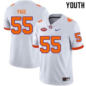 #55 Payton Page Clemson White Youth Jersey 2024-25 College Football 367823-721
