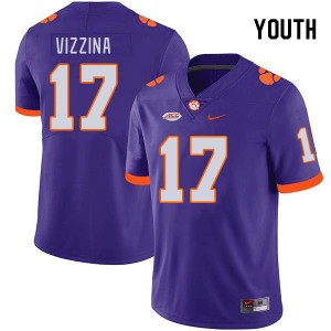 #17 Christopher Vizzina Tigers Purple Youth Jersey High School College Football 824627-925