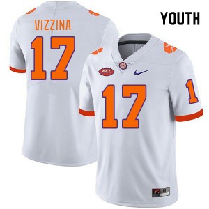 #17 Christopher Vizzina Clemson University White Youth Jersey Player College Football 987859-580