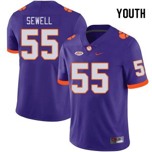 #55 Harris Sewell Clemson University Purple Youth Jersey Embroidery College Football 251139-511