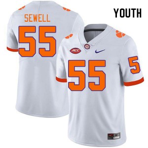 #55 Harris Sewell Clemson University White Youth Jersey Replica College Football 639191-612