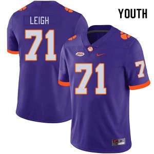 #71 Tristan Leigh CLEM Purple Youth Jersey NCAA College Football 926580-694