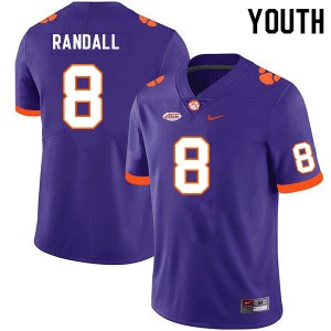 #8 Adam Randall Clemson Tigers Purple Youth Jersey Embroidery College Football 441437-743