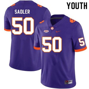 #50 Collin Sadler Clemson Tigers Purple Youth Jersey Player College Football 701066-722
