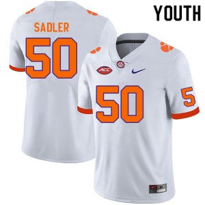 #50 Collin Sadler Tiger Town White Youth Jersey NCAA College Football 472433-463