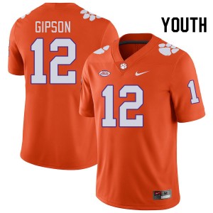 #12 Corian Gipson Tigers Orange Youth Jersey Replica College Football 403919-597