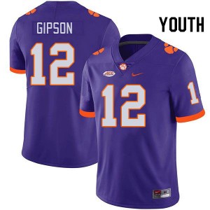 #12 Corian Gipson Clemson Tigers Purple Youth Jersey High School College Football 839799-845