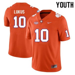 #10 Jeadyn Lukus CLEM Orange Youth Jersey Official College Football 506530-845