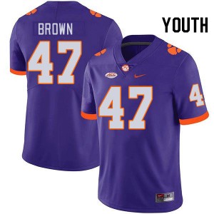 #47 Sammy Brown CLEM Purple Youth Jersey Replica College Football 680222-979