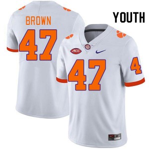 #47 Sammy Brown CLEM White Youth Jersey Official College Football 888030-676