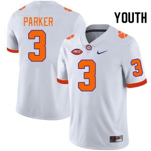 #3 T.J. Parker Clemson Tigers White Youth Jersey 2024 College Football 464435-971