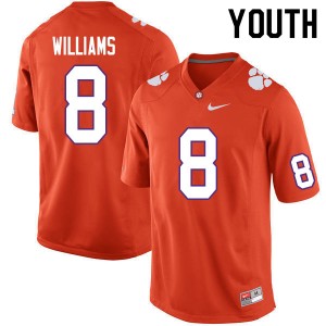 #8 Tre Williams CLEM Orange Youth Jersey Player College Football 762638-869