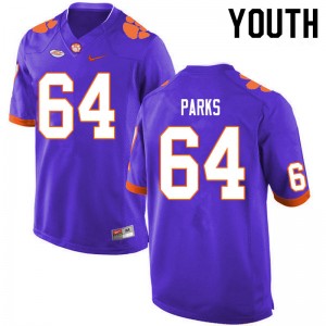 #64 Walker Parks Clemson University Purple Youth Jersey Official College Football 613482-114