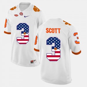 #3 Artavis Scott CLEM White Men's Jersey US Flag Fashion 976961-980