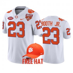 #23 Andrew Booth Jr. Clemson Tigers White Mens Jersey 2021 Cheez-It Bowl Free Hat College Football 382293-618