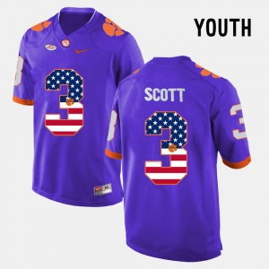 #3 Artavis Scott Clemson Purple Youth Jersey US Flag Fashion 344682-847
