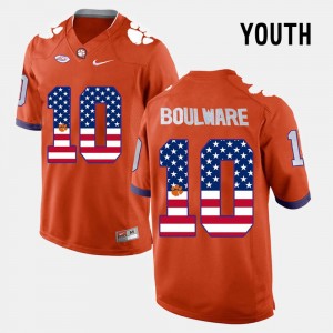 #10 Ben Boulware Tiger Town Orange Youth Jersey US Flag Fashion 287519-397