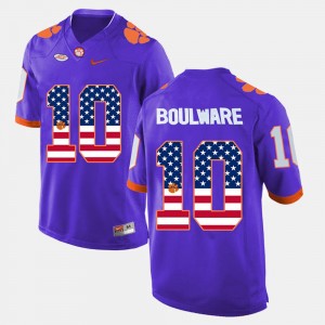 #10 Ben Boulware Clemson Tigers Purple Men's Jersey US Flag Fashion 628640-113