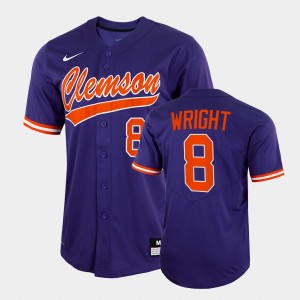 #8 Blake Wright Tigers Purple Mens Jersey 2022 Full-Button College Baseball 799867-647
