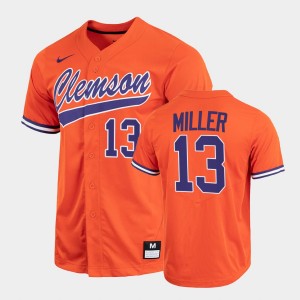 #13 Brad Miller Clemson Orange Men Jersey Full-Button College Baseball 203378-218