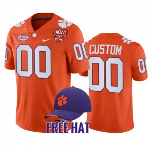 #00 Custom Clemson Tigers Orange Men Jersey 2021 Cheez-It Bowl CFP College Football 246188-690